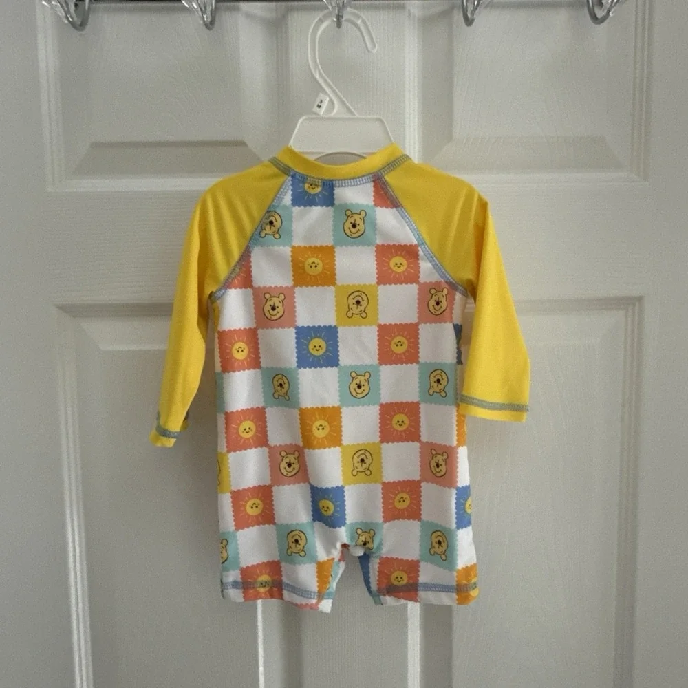 Winnie the Pooh baby unisuit long-sleeve rash guard design front zipper 3/6 Mo